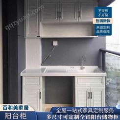 百和美小户型全铝合金阳台柜 收纳柜 洗衣机柜来图定制