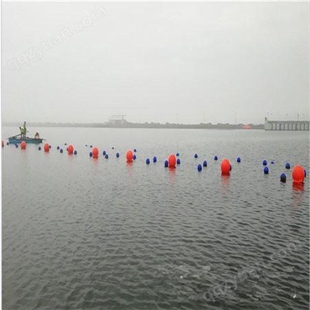 水库禁止游泳天蔚塑料彩色警示浮球尼龙绳串联警戒线浮球40公分
