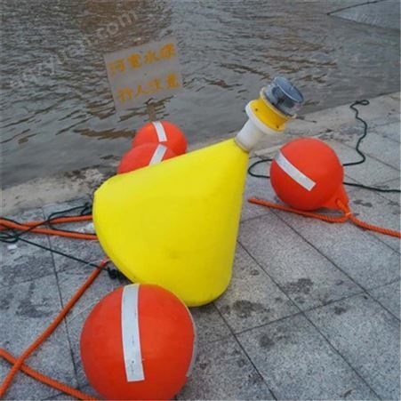 浙江水源地警示牌塑料界标 天蔚滚塑加工水上工程警戒浮标聚乙烯直径700900