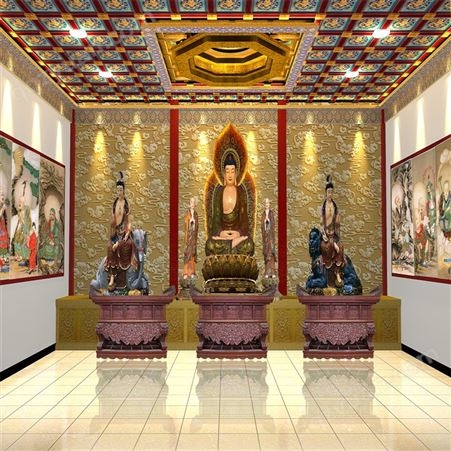 藏式天花板 花纹民族风客厅酒店吊顶 寺庙佛堂背景壁画