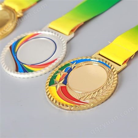 供应 金属金箔烤漆奖牌定制 游泳跑步足球  运动会比赛金银铜牌