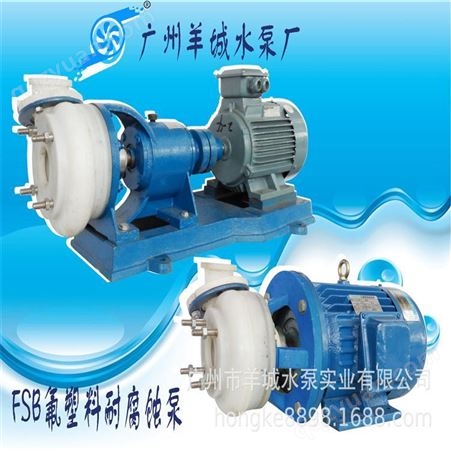 广州羊城水泵FSB氟塑料腐蚀泵直连卧式离心泵耐酸碱化工泵