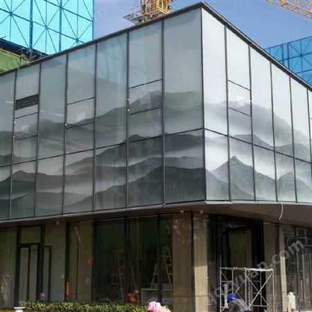 玻璃山水画定制样品 装饰屏风定制 广东中山玻璃厂 大气