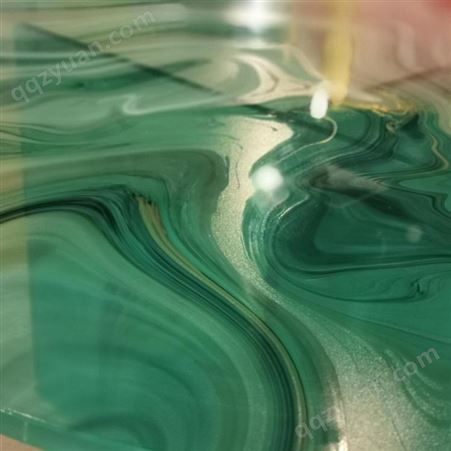 玻璃桌 玻璃茶几 玻璃台面 格美特 网红简约轻奢家具装饰玻璃 工艺钢化玻璃 翡翠绿水纹可定制